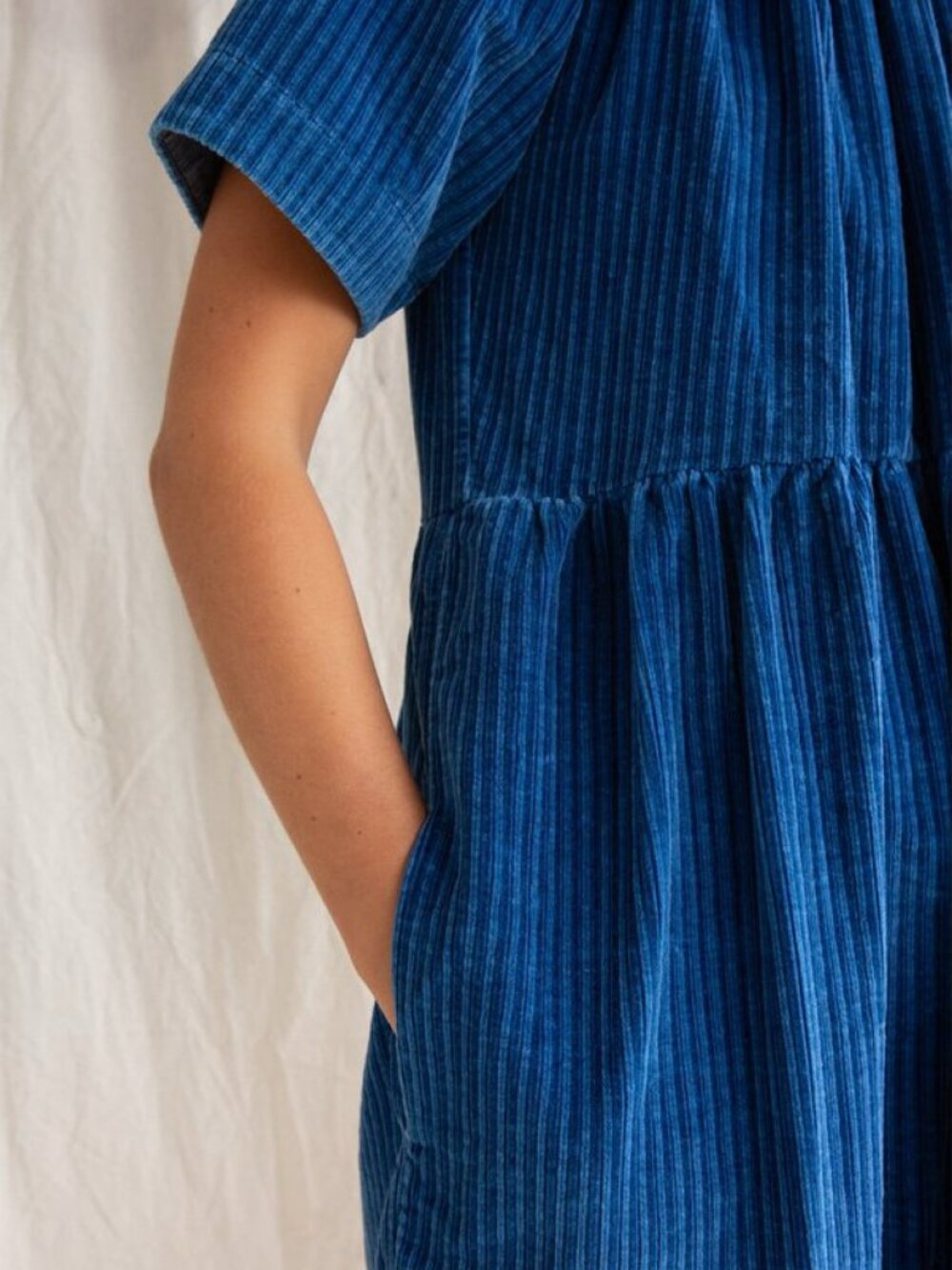 Caron Callahan Amelia Corduroy Dress in True Indigo - Picture 4 of 11